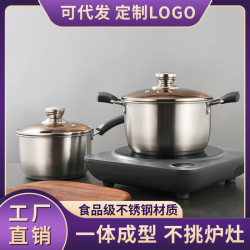 加厚不鏽鋼湯鍋家用不沾鍋復底火鍋燉鍋煲湯鍋電磁爐瓦斯爐通用