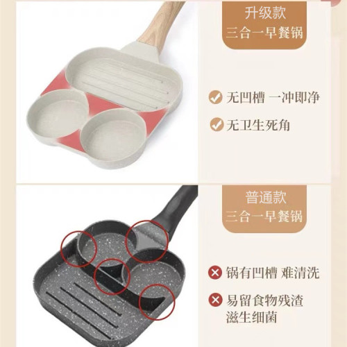 牛排鍋早餐二孔煎蛋麥飯石不沾鍋雞蛋漢堡煎鍋平底電磁爐通用