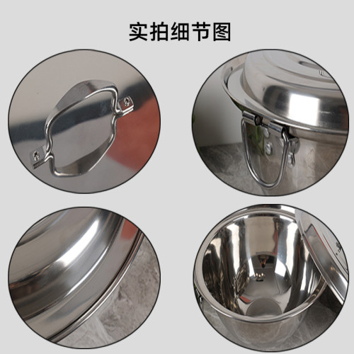 不鏽鋼大湯鍋雙耳炒鍋商用加厚圓底羊湯鍋大容量電磁灶瓦斯炒菜鍋
