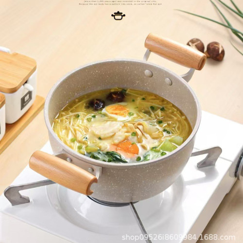 麥飯石湯鍋不沾鍋家用雙耳煮湯鍋煲湯鍋火鍋通用爐灶燉煮鍋 麥飯石湯鍋不沾鍋家用雙耳煮湯鍋煲湯鍋火鍋通用爐灶燉煮鍋