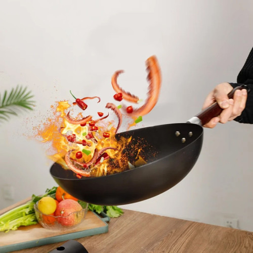 上亨炒鍋家用炒菜鍋磨砂鐵鍋不沾鍋健康無塗層煤瓦斯電磁爐通用