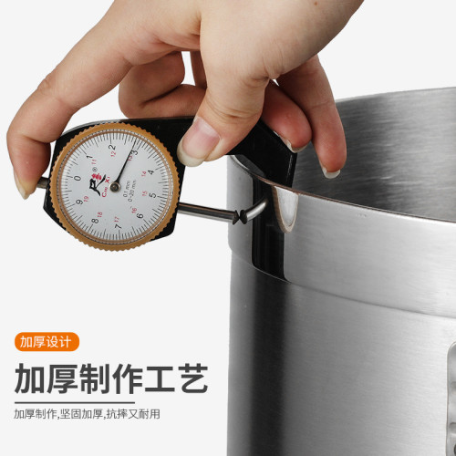 複底不鏽鋼湯桶帶蓋雙耳湯桶商用電磁爐加厚三層複合底桶特大湯鍋
