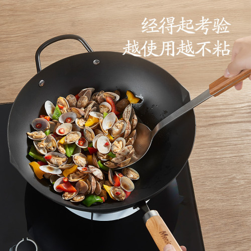 英國明爵老式極鐵鍋家用炒鍋無塗層不沾鍋炒菜鍋電磁爐瓦斯爐適用