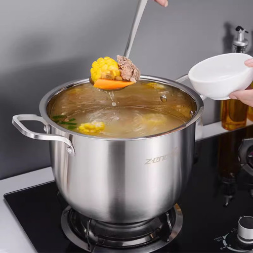 加厚不鏽鋼高湯鍋家用雙耳熬湯煲粥鍋電磁爐瓦斯通用燉煮蒸鍋商用