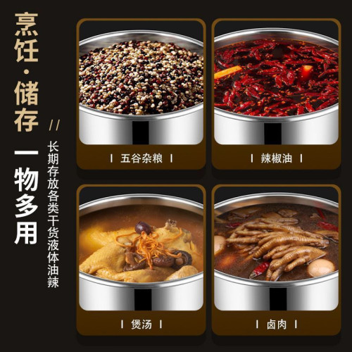 加厚不鏽鋼煮湯鍋熬高湯桶帶蓋商用滷肉鍋米油桶大容量家用圓水桶