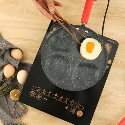 麥飯石不沾四孔煎蛋鍋家用愛心形荷包蛋平底煎餅雞蛋餃漢堡鍋商用