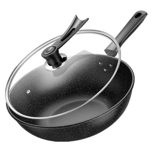 麥飯石不沾鍋炒鍋家用少油煙炒菜鍋電磁爐瓦斯爐通用禮品