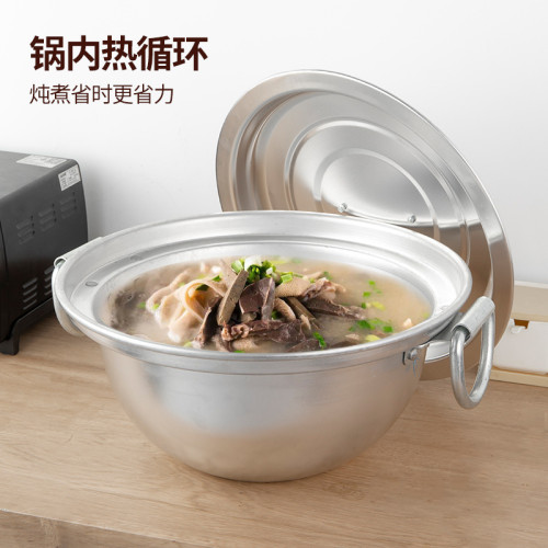 鋁鍋老式炒鍋燒小龍蝦商用雙耳加厚大鍋圓底無塗層湯鍋家用瓦斯爐