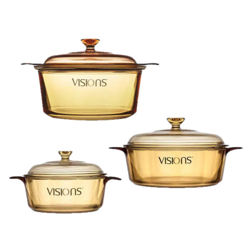 美國康寧琥珀鍋帶琥珀蒸格餐飲家用耐高溫玻璃蒸鍋燉鍋明火直燒