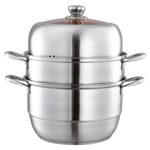 不鏽鋼加厚歐式三層蒸鍋 多功能家用蒸煮鍋 三層禮品蒸鍋電磁爐用