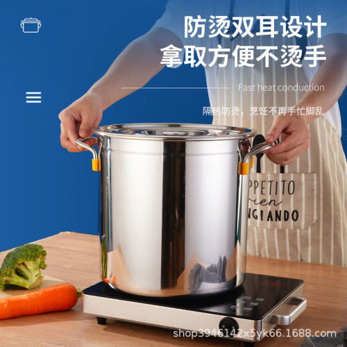 不鏽鋼湯桶圓桶 商用加厚帶蓋燒水桶油桶鹵桶大容量燉鍋大湯鍋