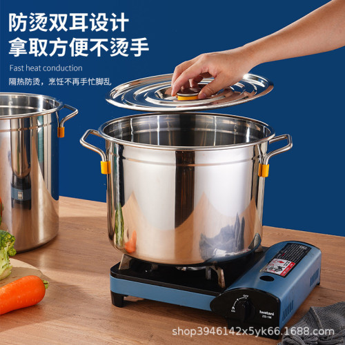 不鏽鋼湯桶圓桶 商用加厚帶蓋燒水桶油桶鹵桶大容量燉鍋大湯鍋