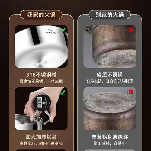 湯鍋316不鏽鋼家用煲湯鍋加厚瓦斯電磁爐專用火鍋清湯鍋雙耳煮鍋