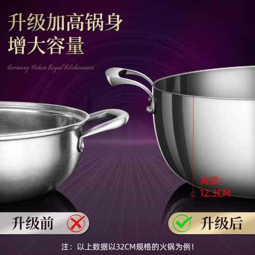 廚貴妃316不鏽鋼湯鍋家用雙耳火鍋電磁爐專用加厚煮鍋瓦斯爐通用