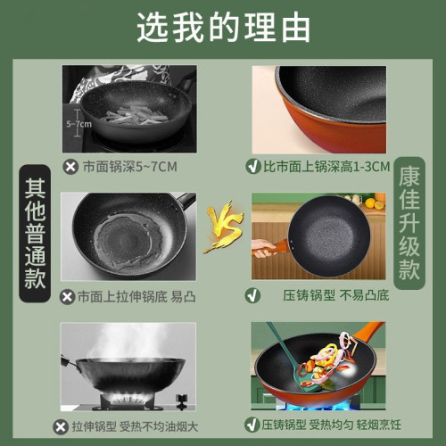康佳家用炒菜鍋麥飯石不沾鍋廚房炒鍋無油煙煎鍋平底鍋多功能鍋具