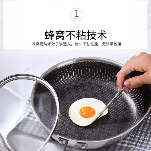 德國316不鏽鋼煎鍋不沾鍋平底鍋炒鍋煎鍋炒菜鍋瓦斯爐電磁爐通用