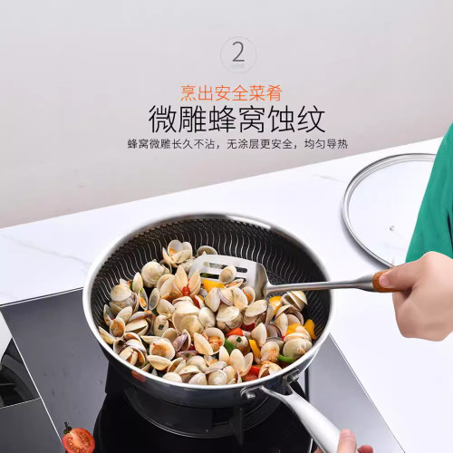德國316不鏽鋼煎鍋不沾鍋平底鍋炒鍋煎鍋炒菜鍋瓦斯爐電磁爐通用