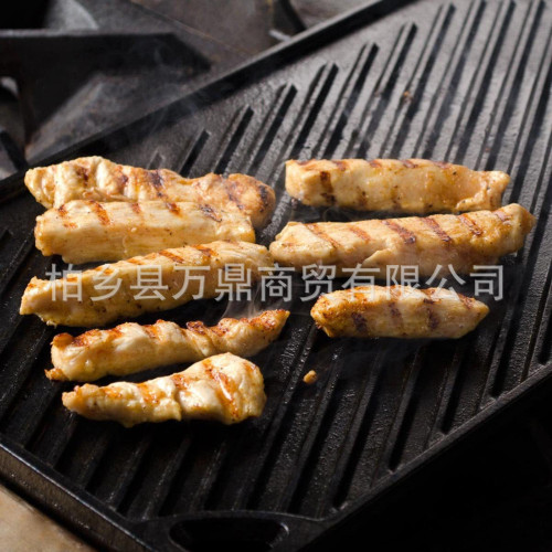 長方形鐵板燒盤鑄鐵家用戶外燒烤鍋牛排章魚烤肉雙面燒烤盤