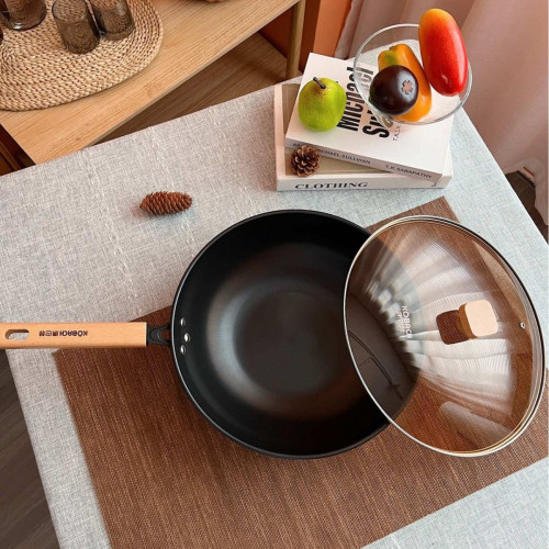 電炒鍋家用炒鍋不沾鍋無塗層電磁爐瓦斯爐通用炒鍋五福鍋禮品