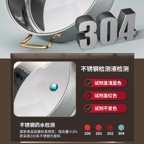 304不鏽鋼鎚紋鍋鴛鴦鍋燜汁鍋加厚專用涮鍋三層鋼火鍋湯盆電磁爐