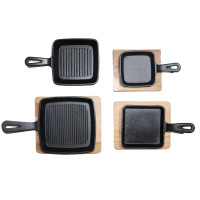 鑄鐵正方形單柄煎鍋 生鐵不沾鍋條紋牛排鍋 韓式鐵板燒帶