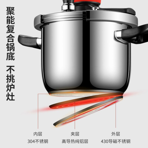 高壓鍋家用機械式旋鈕 加厚304不鏽鋼瓦斯電磁爐通用防爆壓力鍋