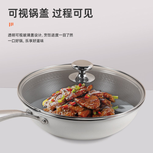 嚴選新款316不鏽鋼鐵鍋無煙炒鍋中式不沾鍋炒菜鍋家用平底鍋通用