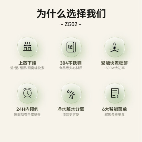 大宇電蒸鍋多功能鍋不鏽鋼家用大容量蒸鍋隔水燉盅全自動預約ZG02