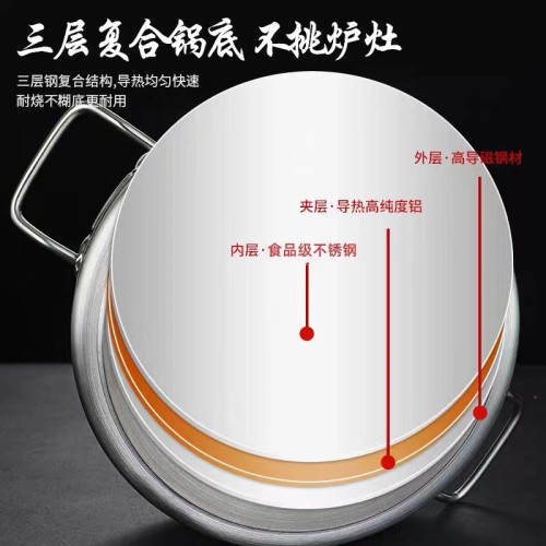 不鏽鋼加厚子母鍋複合底雙耳厚底火鍋鍋清湯鴛鴦鍋電磁爐瓦斯通用