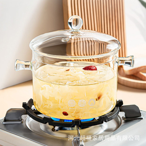 高硼矽玻璃泡麵鍋明火直燒煮麵鍋雙耳帶蓋大容量家用透明煲湯燉鍋 高硼矽玻璃泡麵鍋明火直燒煮麵鍋雙耳帶蓋大容量家用透明煲湯燉鍋