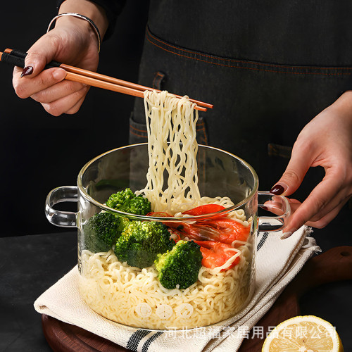 高硼矽玻璃泡麵鍋明火直燒煮麵鍋雙耳帶蓋大容量家用透明煲湯燉鍋 高硼矽玻璃泡麵鍋明火直燒煮麵鍋雙耳帶蓋大容量家用透明煲湯燉鍋