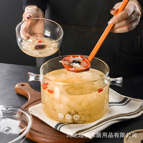 高硼矽玻璃泡麵鍋明火直燒煮麵鍋雙耳帶蓋大容量家用透明煲湯燉鍋 高硼矽玻璃泡麵鍋明火直燒煮麵鍋雙耳帶蓋大容量家用透明煲湯燉鍋
