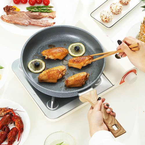 家用平底鍋牛排煎鍋多功能烙餅麥飯石紋不沾鍋電磁爐瓦斯爐通用