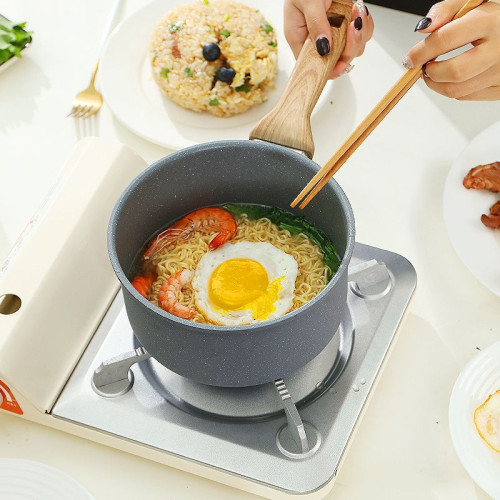 麥飯石紋雪平鍋奶鍋湯鍋寶寶輔食鍋泡麵鍋燒水鍋炒鍋不沾鍋早餐鍋