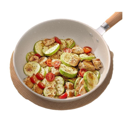 麥飯石炒鍋不沾鍋炒菜鍋家用煎炒平底鍋電磁爐瓦斯爐通用超輕煲湯