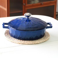 千樂歐臻鑽海鮮鍋琺瑯鍋鑄鐵鍋燉鍋火鍋涮鍋大平底多用途鑄鐵燜鍋