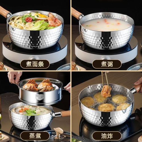 特厚316不鏽鋼奶鍋日式雪平鍋無塗層寶寶輔食不沾湯鍋煮鍋泡麵鍋