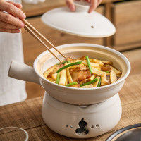 老式煲仔飯專用砂鍋家用側把單柄乾燒不裂陶瓷小沙鍋碳爐瓦煲商用