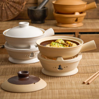 側把砂鍋家用耐高溫乾燒不裂陶瓷煲仔飯煲湯燉鍋小號碳爐木炭爐子