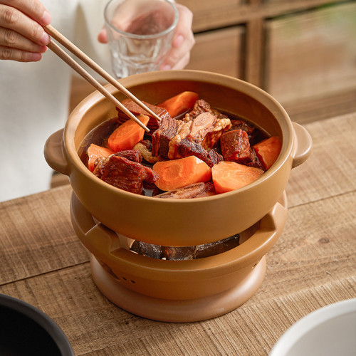 雙耳陶瓷砂鍋耐高溫瓦斯爐明火加熱餐具煲湯鍋乾鍋小火鍋爐子