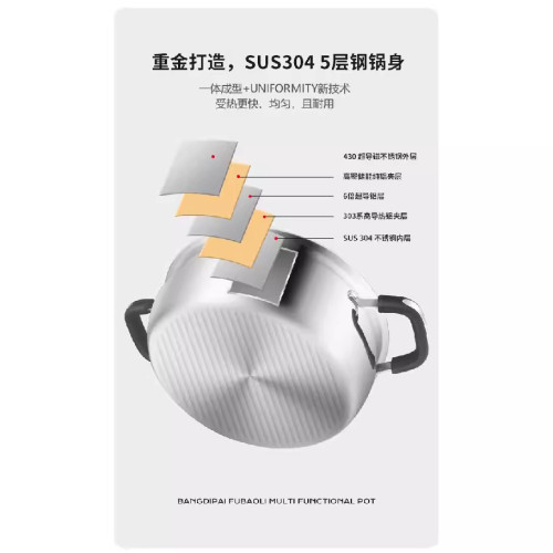 新款304不鏽鋼多功能鍋煮鍋家用炒燉鍋蒸鍋炒菜鍋電磁爐煤氣通用