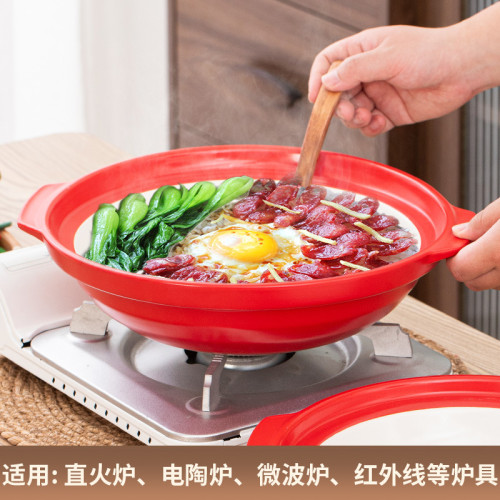 大容量雙色紅白乾燒飯店專用砂鍋煲商用乾鍋淺鍋酒店魚頭沙鍋燉鍋
