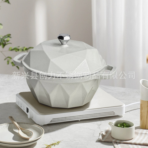 出口鑄鐵琺瑯鍋高級鑽石系列燜燉海鮮鍋加厚煎炒搪瓷湯鍋