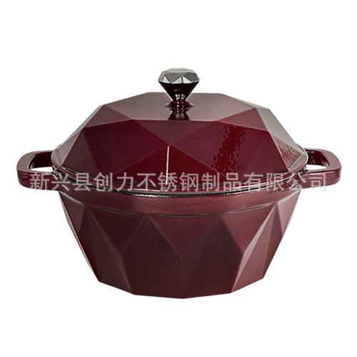 出口鑄鐵琺瑯鍋高級鑽石系列燜燉海鮮鍋加厚煎炒搪瓷湯鍋