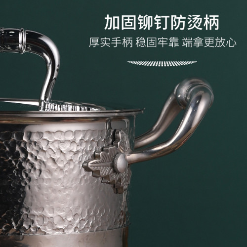 小火鍋充氣不鏽鋼一人一鍋304三層鋼鍋單人小火鍋鍋商用