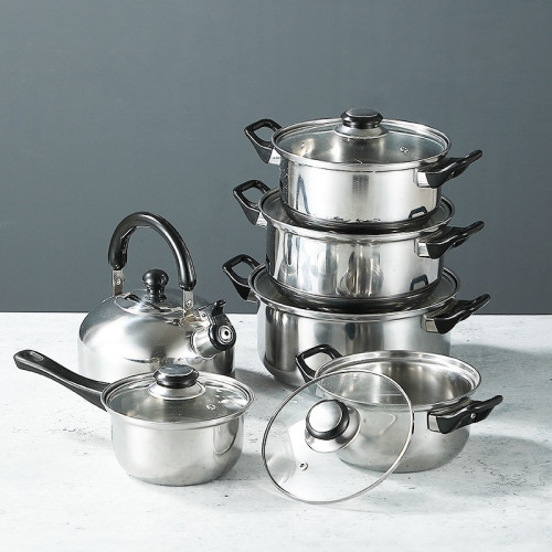 炊具不鏽鋼家用鍋具套裝組合通用烹飪鍋potset12PCS
