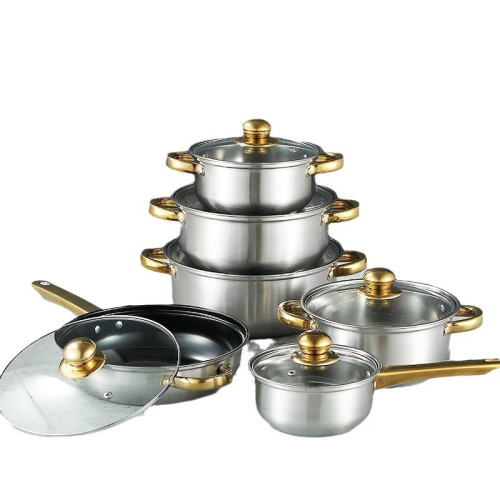 炊具不鏽鋼家用鍋具套裝組合通用烹飪鍋potset12PCS