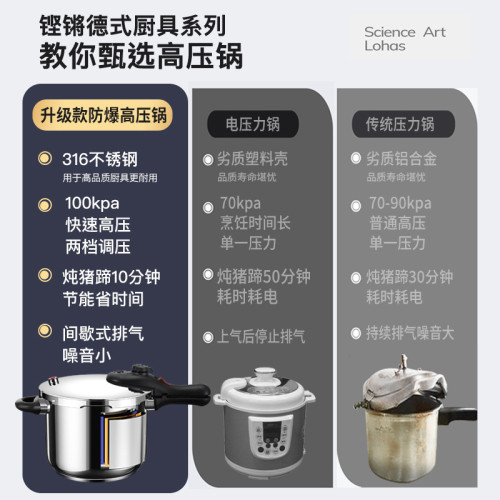 德國新款316不鏽鋼小型高壓鍋家用迷你加厚防爆壓力鍋瓦斯電磁爐