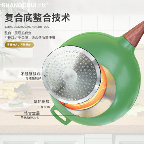不沾鍋平底炒鍋家用無油煙炒菜鍋電磁爐瓦斯爐通用鍋具平底鍋