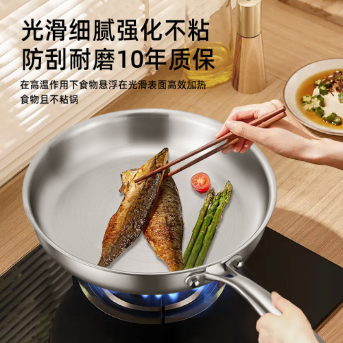 德國316不鏽鋼平底鍋無塗層煎鍋家用不沾鍋電磁爐煎蛋餅牛排煎鍋